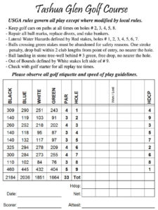 Score Card - Tashua Knolls Golf Course